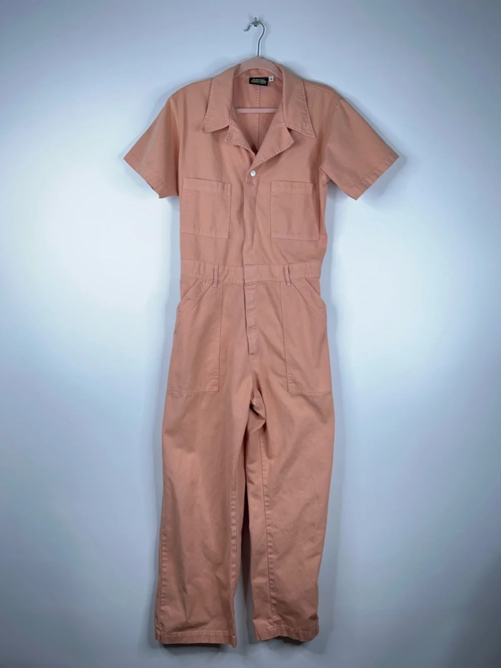 Big Bud Press Peach Short Sleeve Jumpsuit Cotton Twill Utility Size Large - Picture 1 of 15